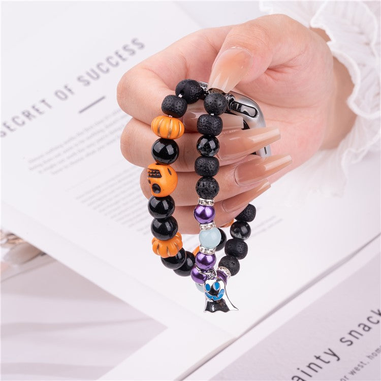 Glowing Strap for Apple Watch Series 10 Ultra 9 8 7 SE 6 5 4 3 2 1 46mm 49mm 45mm 44mm 42mm with Halloween Ghost Pendant - Blue Ghost