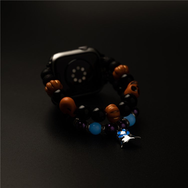 Glowing Strap for Apple Watch Series 10 42mm / 9 8 7 41mm / SE (2023) SE (2022) SE 6 5 4 40mm / 3 2 1 38mm with Halloween Ghost Pendant - Blue Ghost