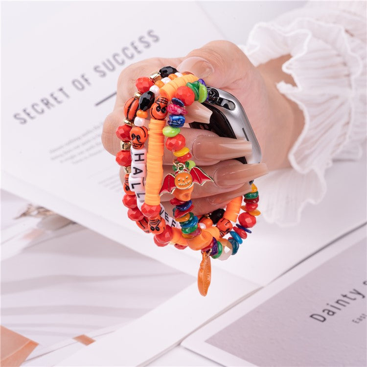 Halloween Beaded Strap for Apple Watch 10 46mm / Ultra 2 / Ultra 49mm / 9 8 7 45mm / SE (2023) SE (2022) SE 6 5 4 44mm / 3 2 1 42mm - HALLOWEEN Letters