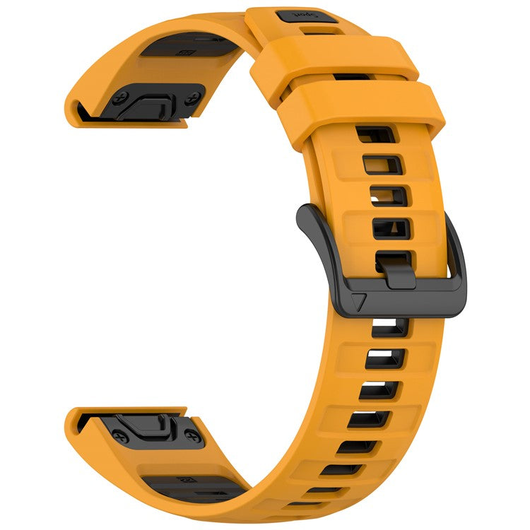 22mm Strap for Garmin Fenix 8 47mm / Fenix E 47mm / Quatix 7 Pro Universal Silicone Watch Band - Orange+Black