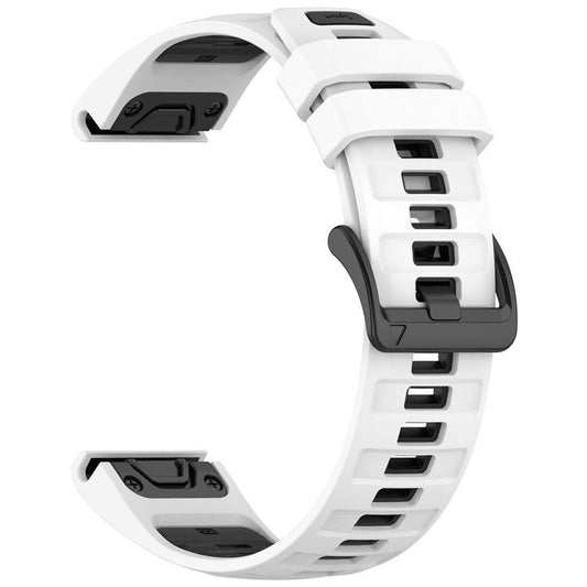 26mm Strap for Garmin Fenix 8 51mm / Enduro 3 / Instinct 2X Universal Silicone Watch Band - White+Black