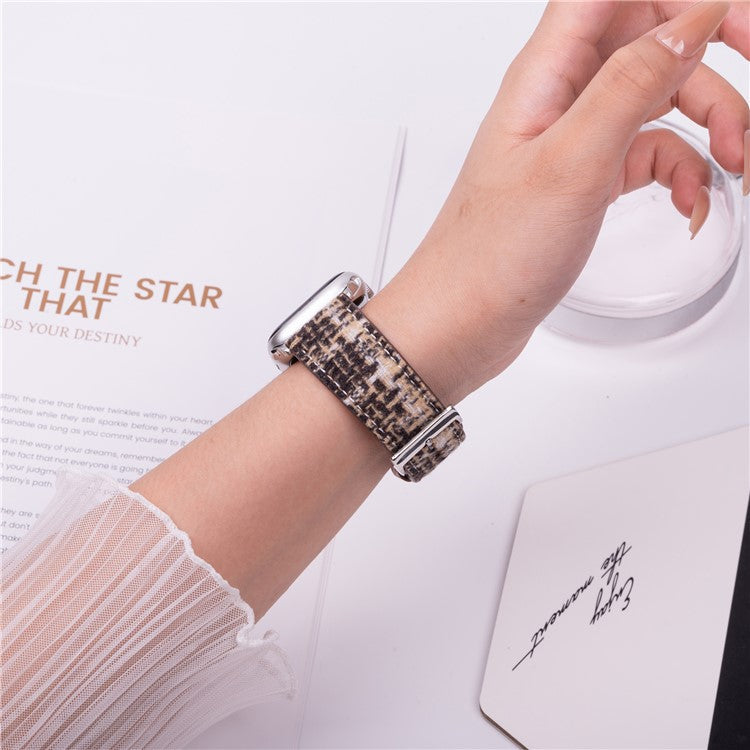 Wool + Leather Strap for Apple Watch Series 10 46mm / Ultra 2 / Ultra 49mm / 9 8 7 45mm / SE (2023) SE (2022) SE 6 5 4 44mm / 3 2 1 42mm - Brown+Coffee