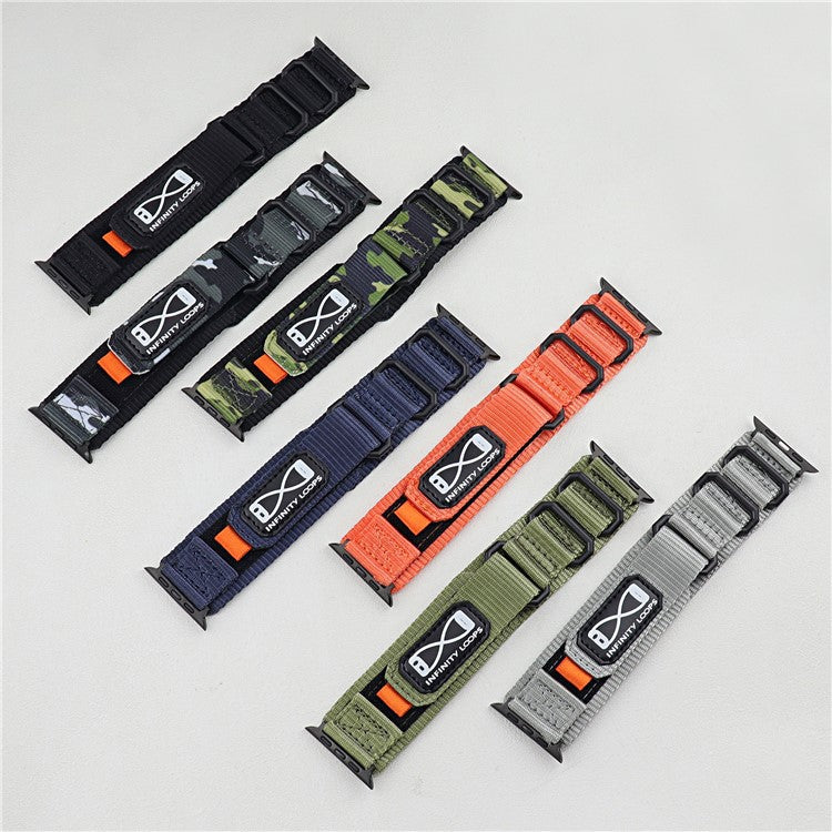 For Apple Watch Series 10 42mm / 9 8 7 41mm / SE (2023) SE (2022) SE 6 5 4 40mm / 3 2 1 38mm Nylon Watch Band - Orange