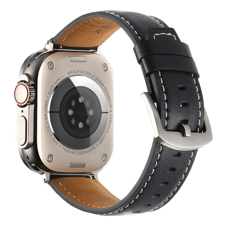 For Apple Watch Series 10 42mm / 9 8 7 41mm / SE (2023) SE (2022) SE 6 5 4 40mm / 3 2 1 38mm Flat Textured Watch Strap - Black