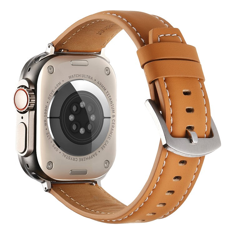 For Apple Watch Series 10 42mm / 9 8 7 41mm / SE (2023) SE (2022) SE 6 5 4 40mm / 3 2 1 38mm Flat Textured Watch Strap - Brown