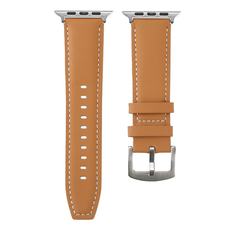 For Apple Watch Series 10 42mm / 9 8 7 41mm / SE (2023) SE (2022) SE 6 5 4 40mm / 3 2 1 38mm Flat Textured Watch Strap - Brown