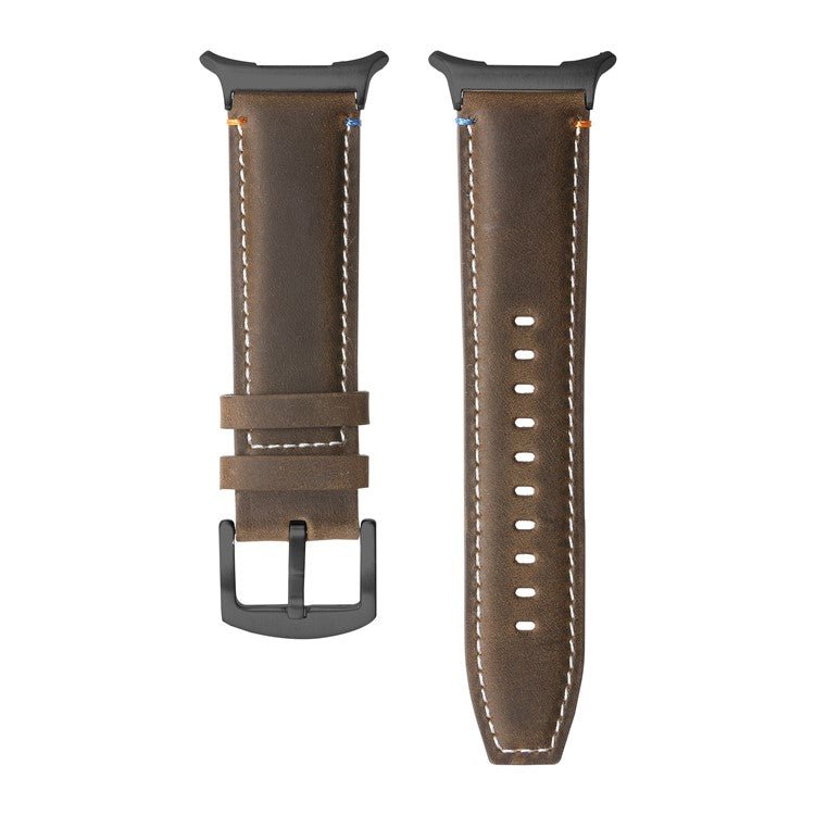 For Samsung Galaxy Watch Ultra 47mm Replacement Strap Genuine Cowhide Leather Watch Band - Matte Olive