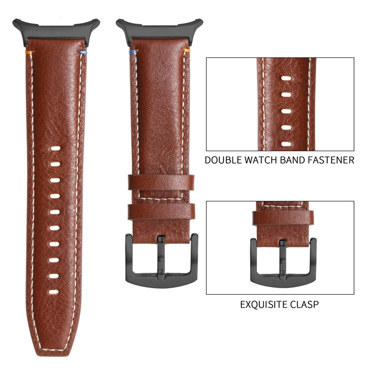 For Samsung Galaxy Watch Ultra 47mm Replacement Strap Genuine Cowhide Leather Watch Band - Matte Olive