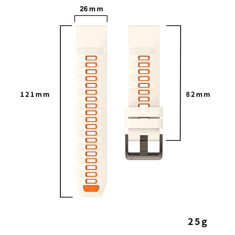 For Garmin Fenix 7X / 7X Pro / 6X / 6X Pro Replacement Band QuickFit 26mm Dual-Color Silicone Watch Strap - Black