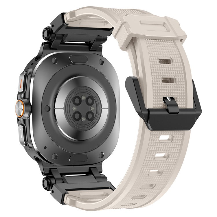 For Samsung Galaxy Watch Ultra 47mm Watch Band Soft TPU Adjustable Wrist Strap - Black+Starlight