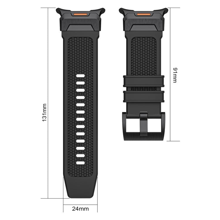 For Samsung Galaxy Watch Ultra 47mm Soft TPU Watch Band Textured Replacement Strap - Black / Green