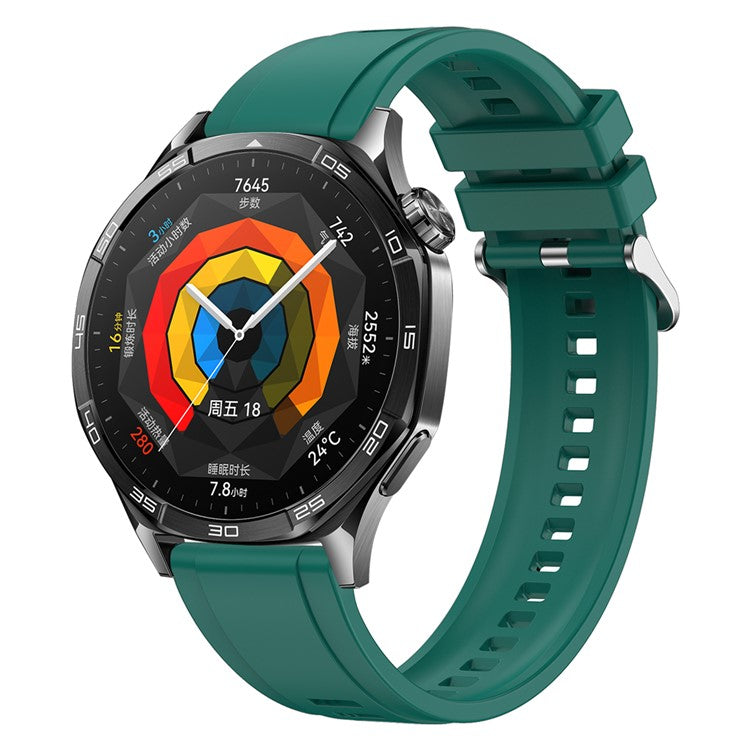 For Huawei Watch GT 5 46mm / Huawei Watch 4 / 4 Pro Replacement Band 22mm Solid Color Silicone Watch Strap - Blackish Green