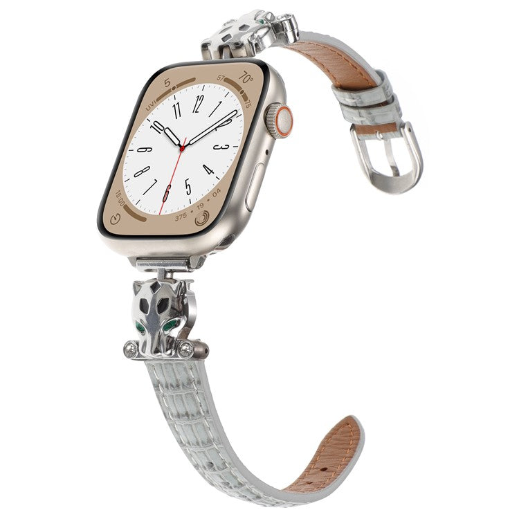 For Apple Watch Series 10 42mm / 9 8 7 41mm / SE (2023) SE (2022) SE 6 5 4 40mm / 3 2 1 38mm Watch Band Bamboo Textured - Silver / Grey