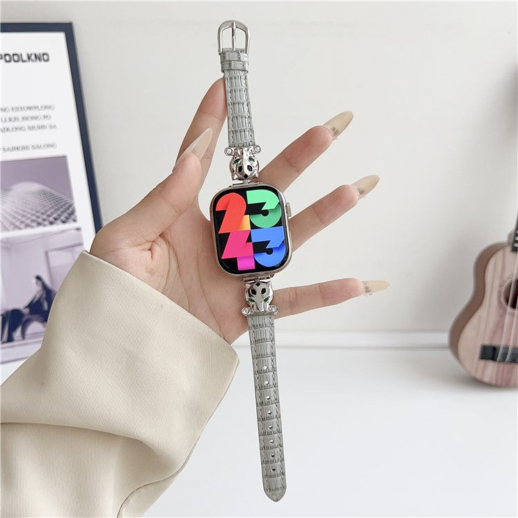 For Apple Watch Series 10 42mm / 9 8 7 41mm / SE (2023) SE (2022) SE 6 5 4 40mm / 3 2 1 38mm Watch Band Bamboo Textured - Silver / Grey