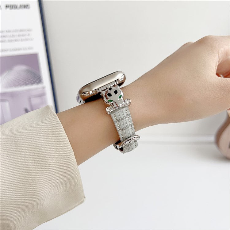 For Apple Watch Series 10 42mm / 9 8 7 41mm / SE (2023) SE (2022) SE 6 5 4 40mm / 3 2 1 38mm Watch Band Bamboo Textured - Silver / Grey