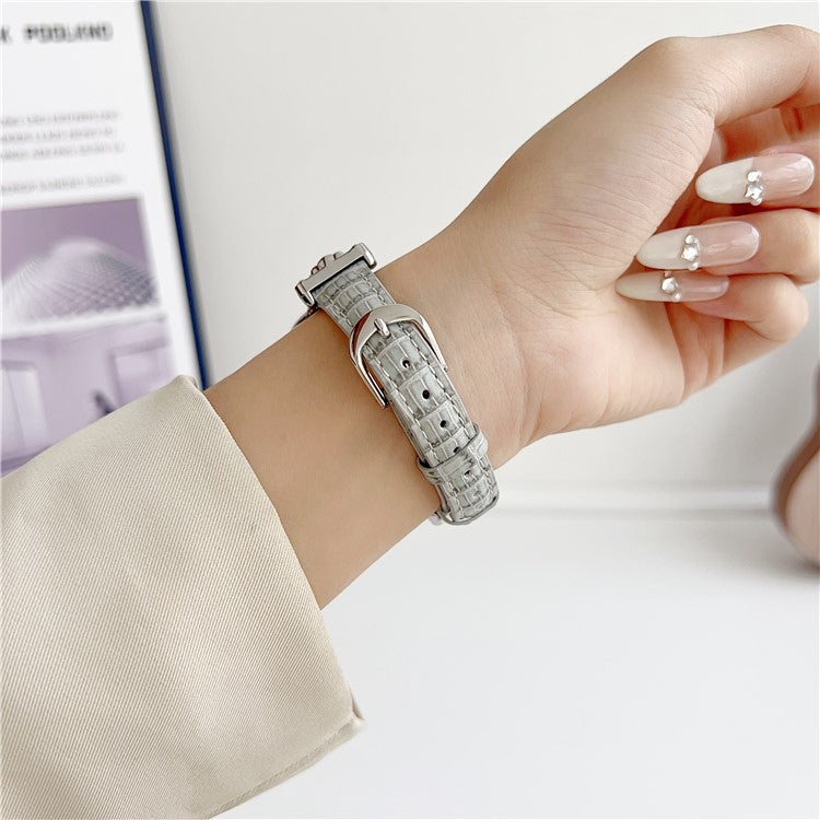 For Apple Watch Series 10 42mm / 9 8 7 41mm / SE (2023) SE (2022) SE 6 5 4 40mm / 3 2 1 38mm Watch Band Bamboo Textured - Silver / Grey