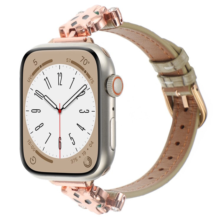 For Apple Watch Series 10 42mm / 9 8 7 41mm / SE (2023) SE (2022) SE 6 5 4 40mm / 3 2 1 38mm Watch Band Bamboo Textured - Rose Gold / Brownness