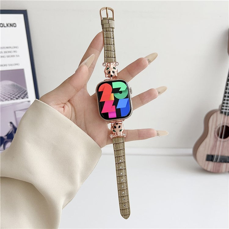 For Apple Watch Series 10 42mm / 9 8 7 41mm / SE (2023) SE (2022) SE 6 5 4 40mm / 3 2 1 38mm Watch Band Bamboo Textured - Rose Gold / Brownness