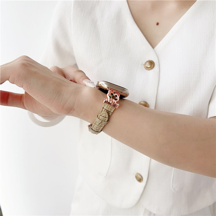 For Apple Watch Series 10 42mm / 9 8 7 41mm / SE (2023) SE (2022) SE 6 5 4 40mm / 3 2 1 38mm Watch Band Bamboo Textured - Rose Gold / Brownness