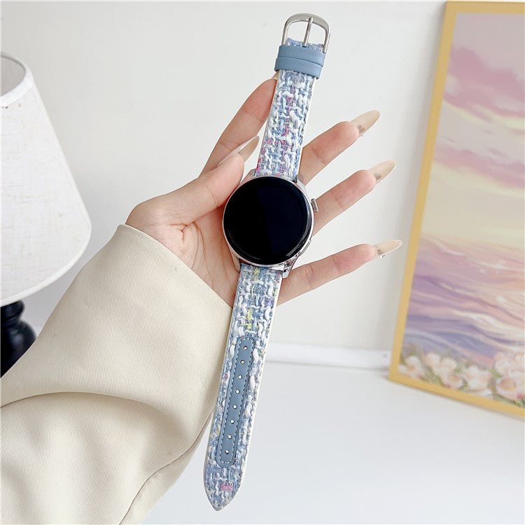 For Huawei Watch GT 5 46mm / Watch 4 / 4 Pro Replacement Strap 22mm Woolen+PU Watch Band - Blue