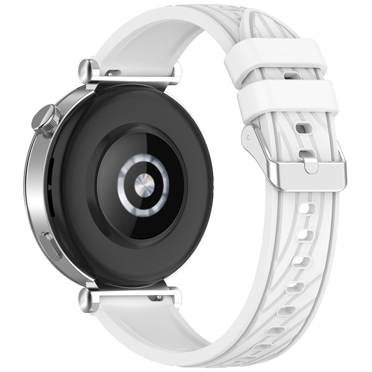 For Huawei Watch GT 3 42mm / Samsung Galaxy Watch7 / 6 / 5 / 4 / 5 Pro Watch Strap 20mm Textured Silicone Band - White