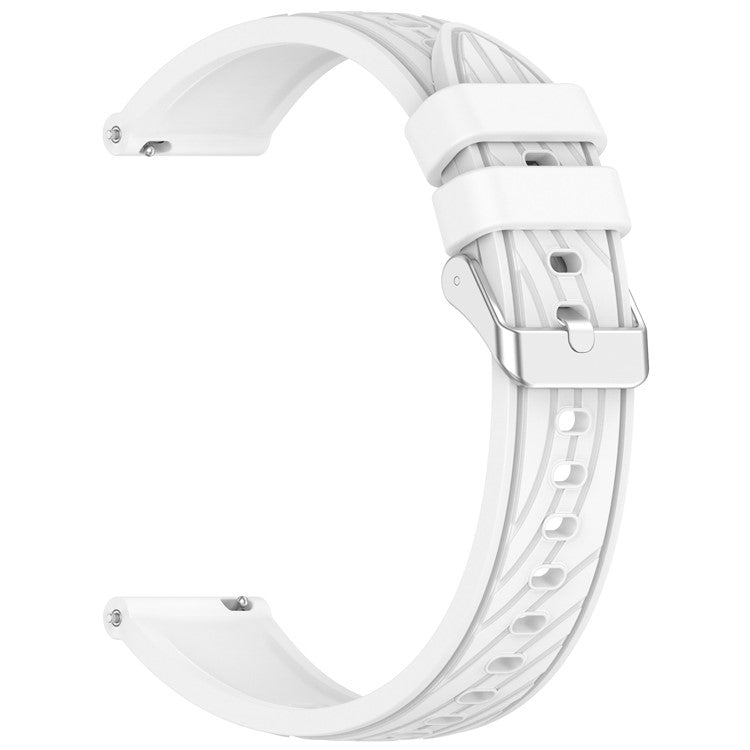 For Huawei Watch GT 3 42mm / Samsung Galaxy Watch7 / 6 / 5 / 4 / 5 Pro Watch Strap 20mm Textured Silicone Band - White