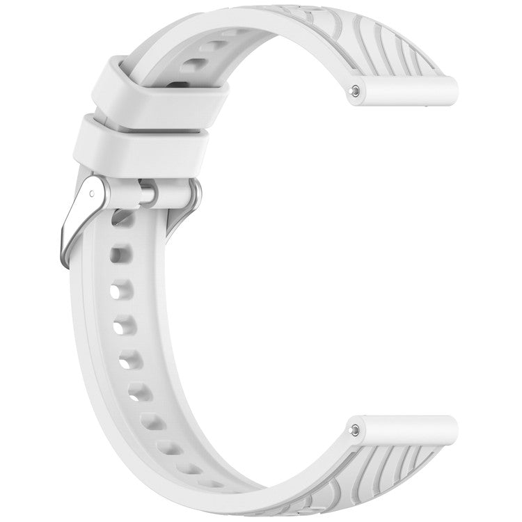 For Huawei Watch GT 3 42mm / Samsung Galaxy Watch7 / 6 / 5 / 4 / 5 Pro Watch Strap 20mm Textured Silicone Band - White