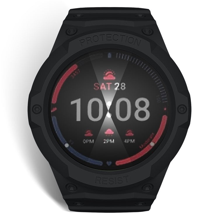 For Samsung Galaxy Watch7 / 6 / 5 / 4 44mm TPU Watch Band+Case Cover Integrated Design - Black