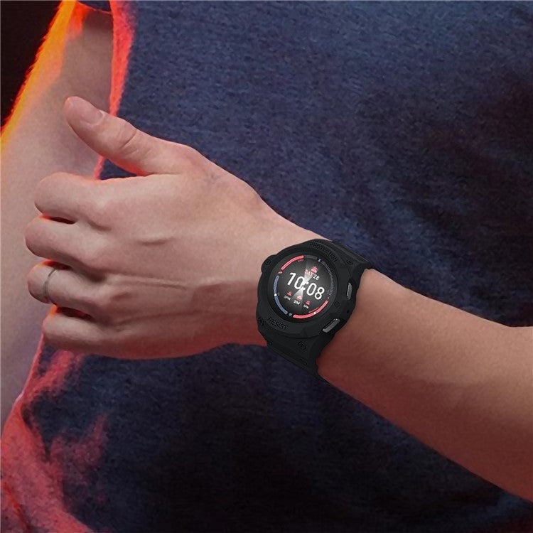 For Samsung Galaxy Watch7 / 6 / 5 / 4 44mm TPU Watch Band+Case Cover Integrated Design - Black