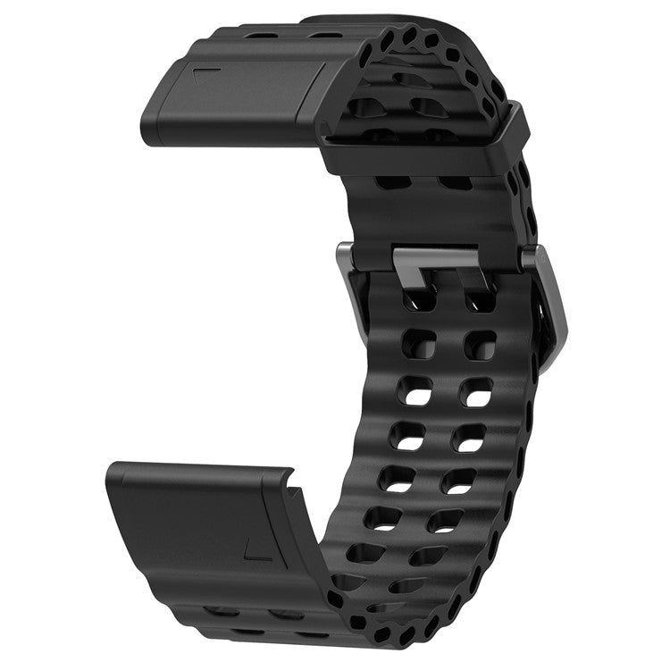 26mm Silicone Strap for Garmin Fenix 8 51mm / Enduro 3 / Enduro 2 Quick Release Ocean Watch Band - Black