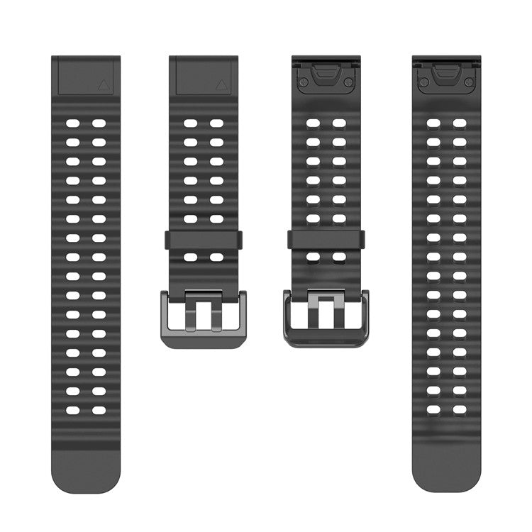 26mm Silicone Strap for Garmin Fenix 8 51mm / Enduro 3 / Enduro 2 Quick Release Ocean Watch Band - Black