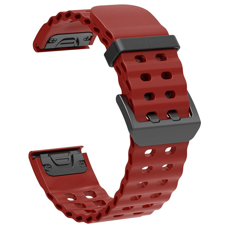26mm Silicone Strap for Garmin Fenix 8 51mm / Enduro 3 / Enduro 2 Quick Release Ocean Watch Band - Wine Red