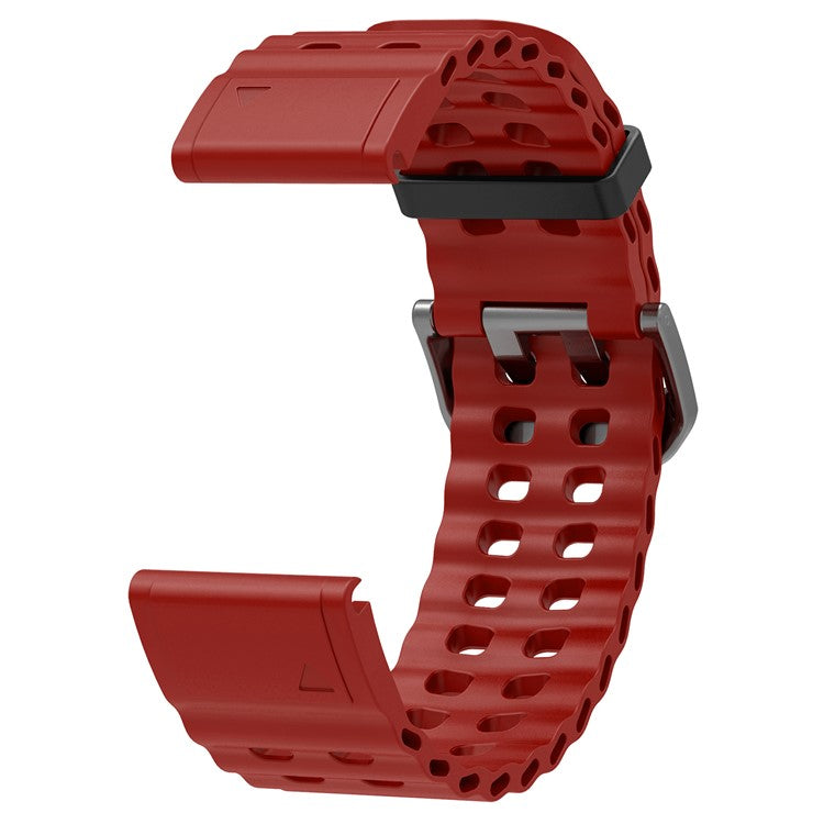 26mm Silicone Strap for Garmin Fenix 8 51mm / Enduro 3 / Enduro 2 Quick Release Ocean Watch Band - Wine Red