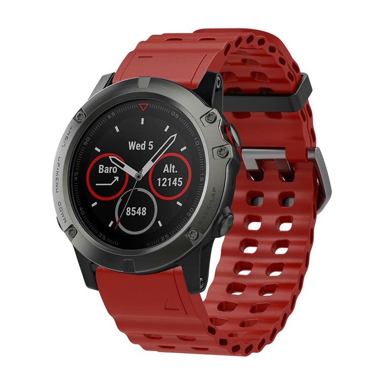 26mm Silicone Strap for Garmin Fenix 8 51mm / Enduro 3 / Enduro 2 Quick Release Ocean Watch Band - Wine Red