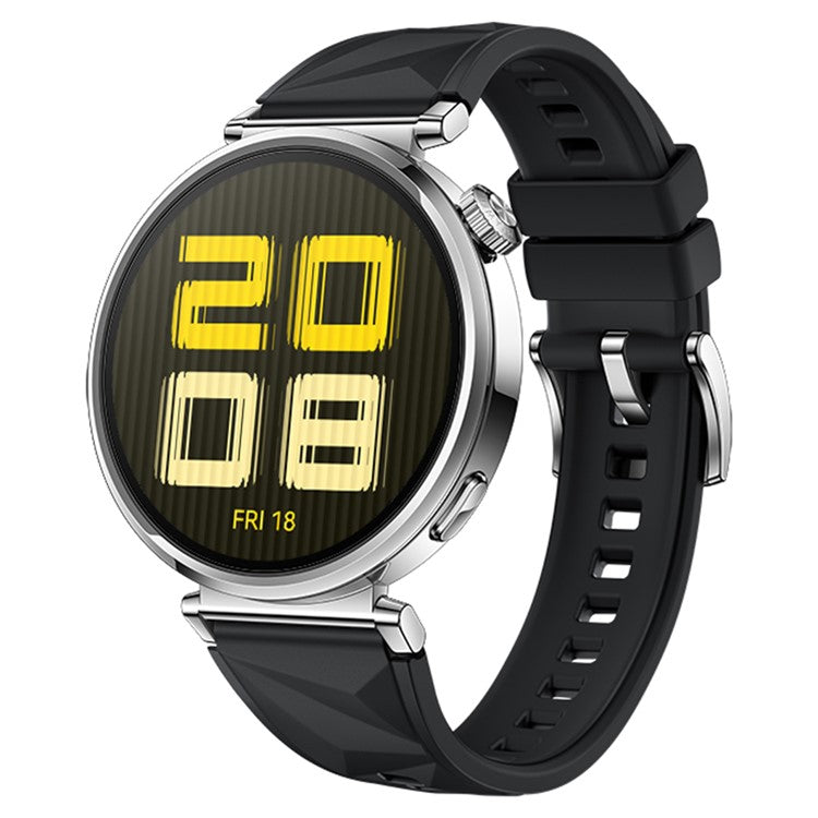 18mm Strap for Huawei Watch GT 5 41mm / GT 4 41mm / Garmin Venu 3S Rhombus Pattern Universal Silicone Watch Band - Black