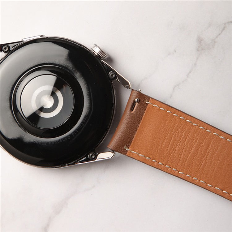 For Huawei Watch GT 5 46mm / GT 5 Pro 46mm / GT 4 46mm Replacement Band 22mm Genuine Cowhide Leather Watch Strap - Black