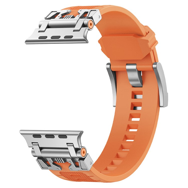 For Apple Watch 10 46mm / Ultra 2 / Ultra 49mm / 9 8 7 45mm / SE (2023) SE (2022) SE 6 5 4 44mm / 3 2 1 42mm TPU Watch Band - Silver / Orange