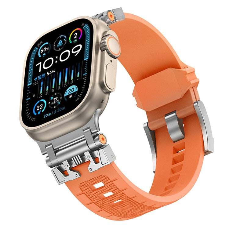 For Apple Watch 10 46mm / Ultra 2 / Ultra 49mm / 9 8 7 45mm / SE (2023) SE (2022) SE 6 5 4 44mm / 3 2 1 42mm TPU Watch Band - Silver / Orange