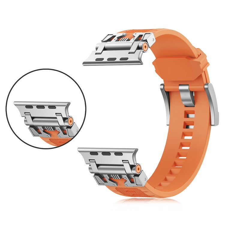 For Apple Watch 10 46mm / Ultra 2 / Ultra 49mm / 9 8 7 45mm / SE (2023) SE (2022) SE 6 5 4 44mm / 3 2 1 42mm TPU Watch Band - Silver / Orange