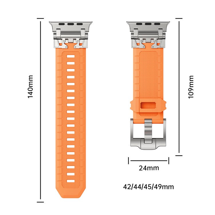 For Apple Watch 10 46mm / Ultra 2 / Ultra 49mm / 9 8 7 45mm / SE (2023) SE (2022) SE 6 5 4 44mm / 3 2 1 42mm TPU Watch Band - Silver / Orange
