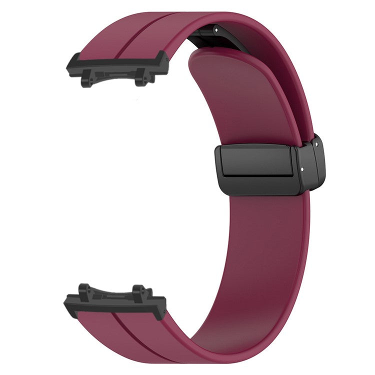 For Huami Amazfit T-Rex 3 Silicone Watch Band Magnetic Folding Buckle Wrist Strap (with Connector) - Wine Red