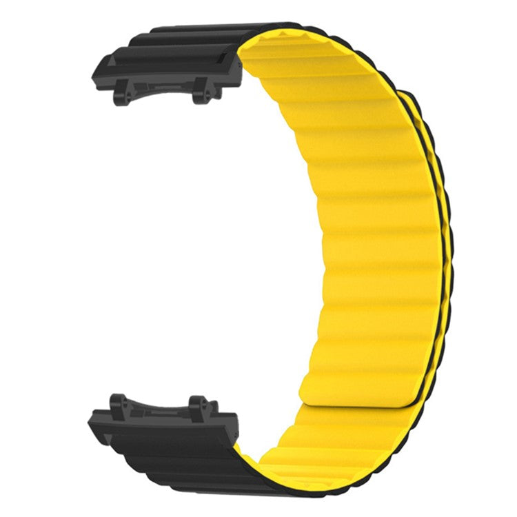 For Huami Amazfit T-Rex 3 Watch Band Adjustable Magnetic Silicone Wrist Strap with Connector - Black / Yellow