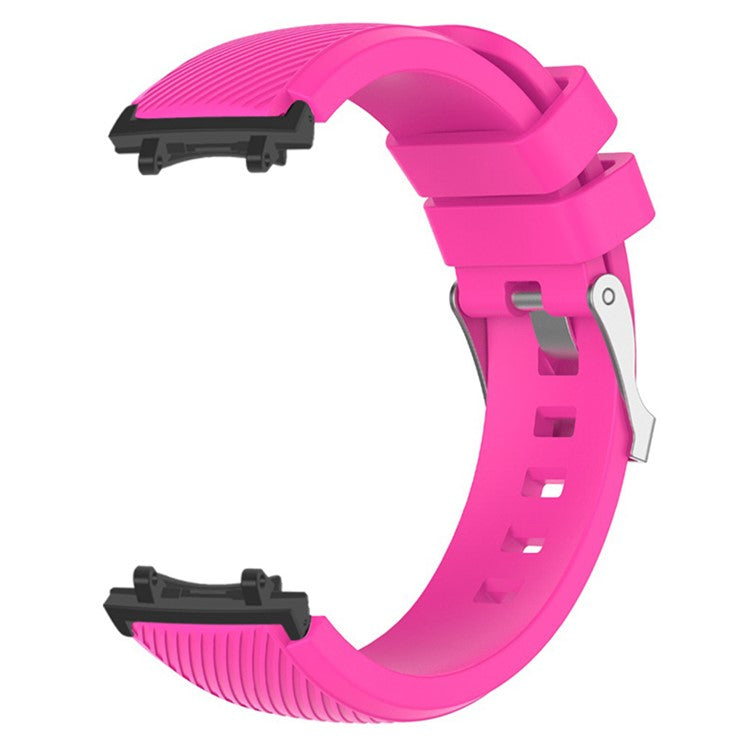 For Huami Amazfit T-Rex 3 Strap Twill Texture Soft Silicone Watch Band with Connector, Screwdriver - Rose