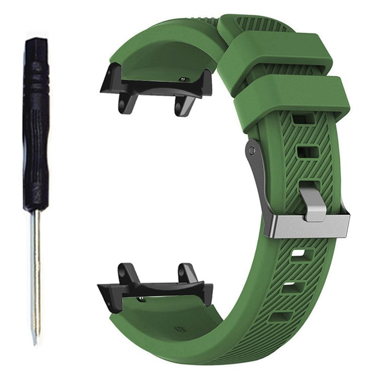 For Huami Amazfit T-Rex 3 Strap Twill Texture Soft Silicone Watch Band with Connector, Screwdriver - Army Green
