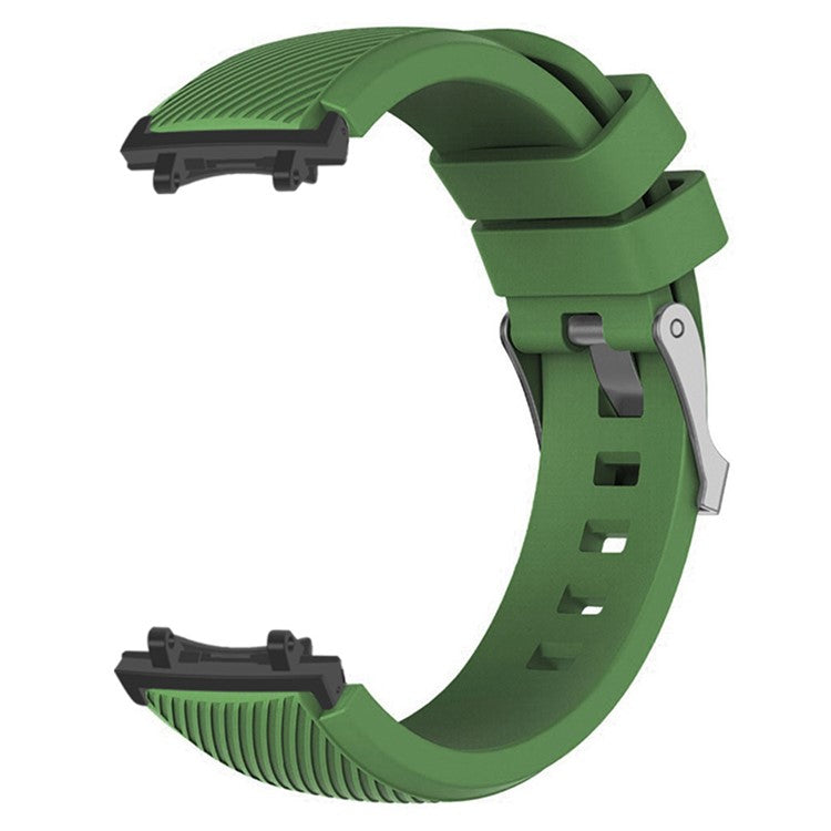 For Huami Amazfit T-Rex 3 Strap Twill Texture Soft Silicone Watch Band with Connector, Screwdriver - Army Green