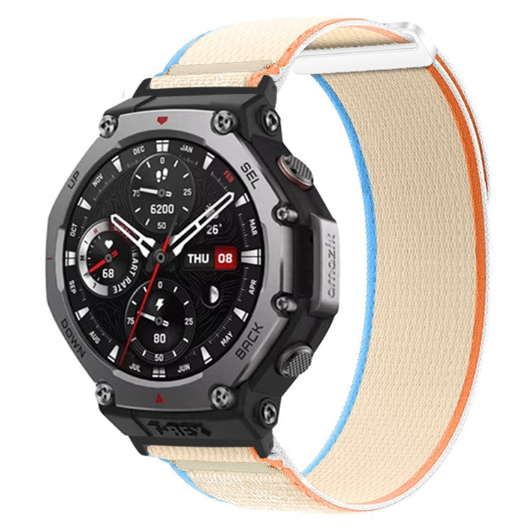 For Huami Amazfit T-Rex 3 Watch Strap Nylon Loop Adjustable Wrist Band with Connector - Milky White
