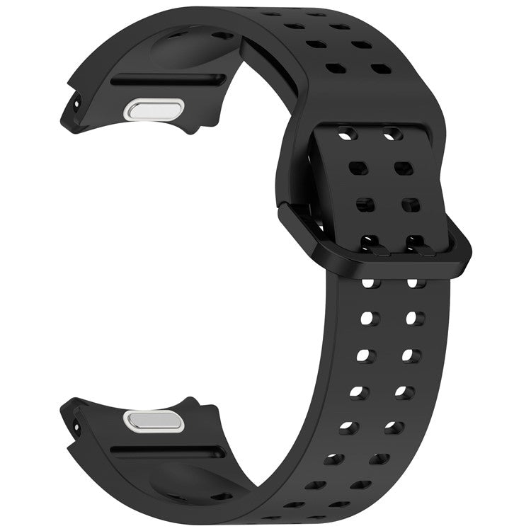 For Samsung Galaxy Watch7 44mm / FE 40mm Watch Band Replacement Silicone Strap with Dual Buckle - Black