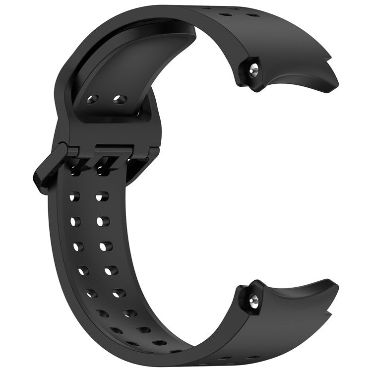 For Samsung Galaxy Watch7 44mm / FE 40mm Watch Band Replacement Silicone Strap with Dual Buckle - Black