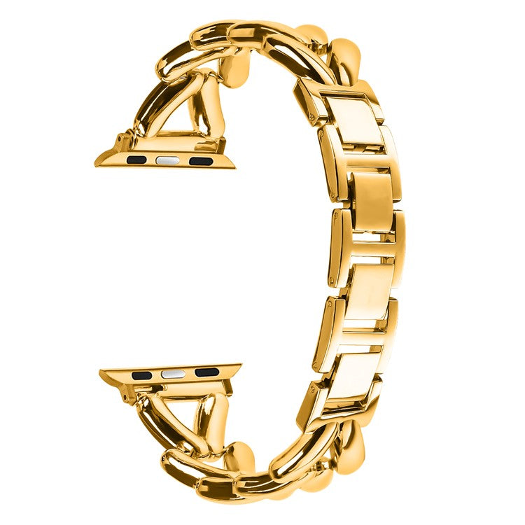 Strap for Apple Watch Series 10 46mm / Ultra 2 / Ultra 49mm / 9 8 7 45mm / SE (2023) SE (2022) SE 6 5 4 44mm / 3 2 1 42mm Twisted Metal Band - Gold