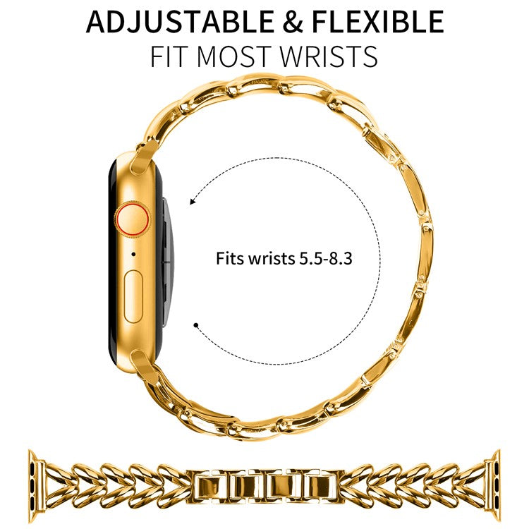 Strap for Apple Watch Series 10 46mm / Ultra 2 / Ultra 49mm / 9 8 7 45mm / SE (2023) SE (2022) SE 6 5 4 44mm / 3 2 1 42mm Twisted Metal Band - Gold